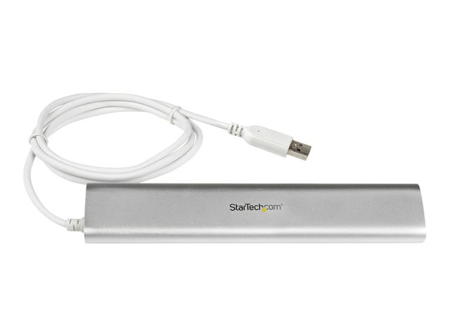 StarTech.com 7 Port Compact USB 3.0 Hub with Built-in Cable - Aluminum USB Hub - Silver USB3 Hub with 20W Power Adapter (ST73007UA) - USB peripheral sharing switch - 7 x SuperSpeed USB 3.0 - desktop