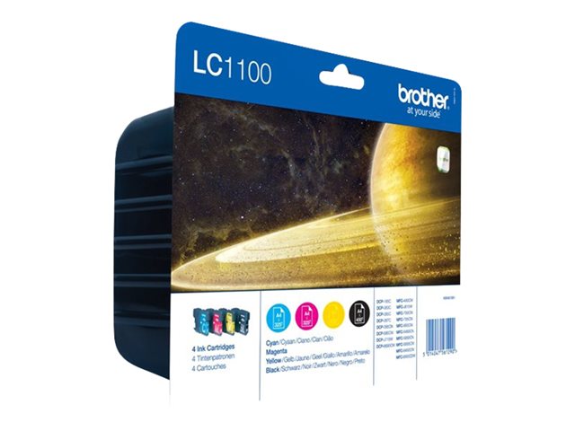 Brother LC1100 Value Pack - 4-pack - black, yellow, cyan, magenta - original - blister - ink cartridge - for Brother DCP-185, 385, 395, J715, MFC-490, 5490, 5890, 5895, 6890, 790, 795, 990, J615