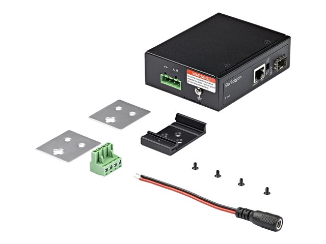 StarTech.com PoE+ Industrial Fiber to Ethernet Media Converter 60W, SFP to RJ45, Singlemode/Multimode Fiber to Copper Gigabit Ethernet, Compact, IP-30/ -40 to +75C, PoE+ Media Converter - Fiber Media Converter (IMC1GSFP60W) - Fibre media converter - 1GbE - 1000Base-SX, 1000Base-T - RJ-45 / SFP (mini-GBIC) - up to 10 km