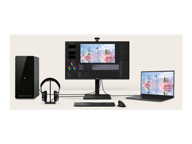 LG 24BA450-B - LED monitor - 24\" (23.8\" viewable) - 1920 x 1080 Full HD (1080p) @ 100 Hz - IPS - 250 cd/m² - 1300:1 - 5 ms - HDMI, VGA, DisplayPort - speakers
