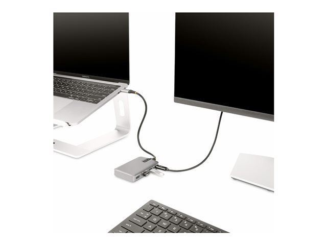 StarTech.com 4-Port USB-C Hub with USB-C DP Alt Mode Video Output 4K 60Hz, 3x USB-A, 1x USB-C, 100W Power Delivery Pass-Through, USB 3.2 Gen 2 (10Gbps), Portable USB Type-C to USB Type-A/C - 1ft (30cm) Host Cable (HB31C3A1CDPPD3) - Hub - 1 x USB-C +