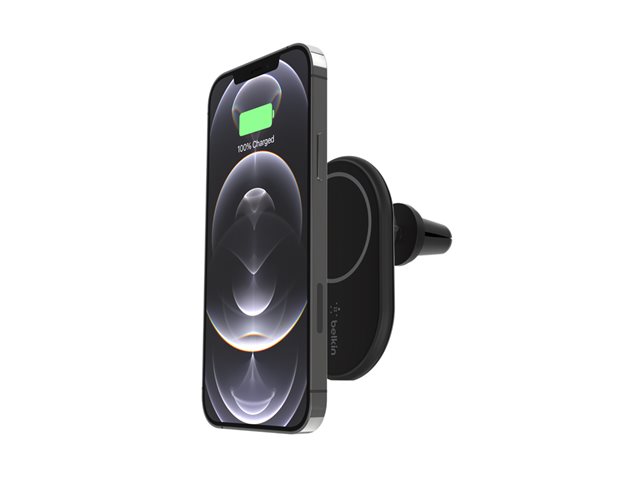 Belkin BoostCharge - Car wireless charging holder + car power adapter - 10 Watt - black - for Apple iPhone 12, 12 mini, 12 Pro, 12 Pro Max, 13, 13 mini, 13 Pro, 13 Pro Max