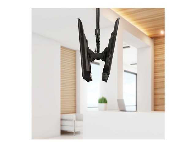 StarTech.com Dual TV Ceiling Mount, Back-to-Back Heavy Duty Hanging Dual Screen Mount with Adjustable Telescopic 3.5' to 5' Pole, Tilt/Swivel/Rotate, VESA Bracket for 32?-75\" Displays - Ceiling TV Bracket (FPCEILBTB) - Bracket - for flat panel - heavy duty steel - black - screen size: 32\"-75\" - ceiling mountable