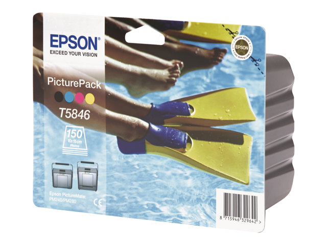 Epson PicturePack T5846 - Colour (cyan, magenta, yellow, black) - blister - print cartridge / paper kit - for PictureMate 240, 260, 280