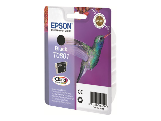 Epson T0801 - 7.4 ml - black - original - blister - ink cartridge - for Stylus Photo P50, PX650, PX660, PX700, PX710, PX720, PX730, PX800, PX810, PX820, PX830