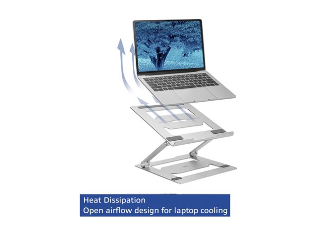 ACT - Stand - voor notebook - inklapbaar - aluminium - grijs - schermgrootte: maximaal 15,6\" - desktop