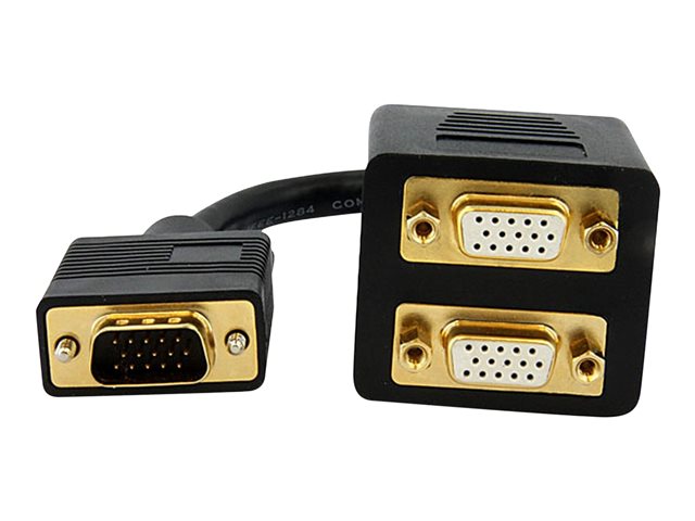 StarTech.com 1 ft. VGA to VGA Splitter Cable - M/F Dual Monitor Video Cable Splitter (VGASPL1VV) - VGA splitter - HD-15 (VGA) (M) to HD-15 (VGA) (F) - 30 cm - black - for P/N: DP2VGAMM6, DP2VGAMM6B, HD2VGAMM6, MXT101MM