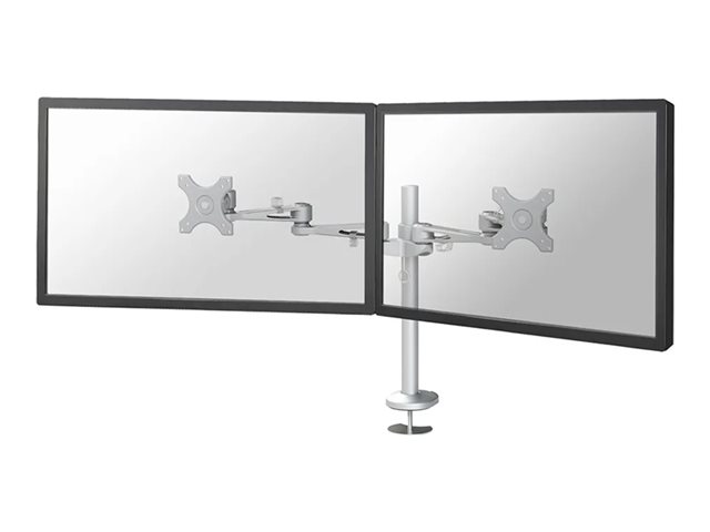 Neomounts FPMA-D935DG - Mounting kit - full-motion - for 2 LCD displays - silver - screen size: 10\"-27\" - grommet, desk-mountable