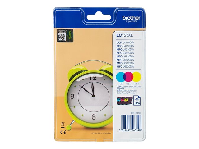 Brother LC125XL Rainbow Pack - High capacity - yellow, cyan, magenta - original - blister - ink cartridge - for Brother DCP-J4110DW, MFC-J4410DW, MFC-J4510DW, MFC-J6520DW, MFC-J6720DW, MFC-J6920DW