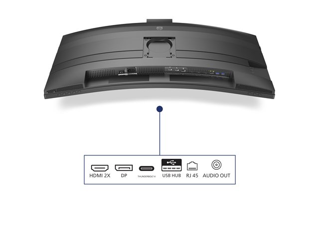 34B2U6603CH 34\" CURVE VA UWQHD 21/9 TB4 USB-C Docking, 4 ms, 3440x1440@120Hz, TB4 3xUSB-C -DP-2xHDMI-DPout-RJ45 & 4xUSB 3.2 & USB-C, Brightness 550 cd/m², S Contrastratio 80M:1, Viewing angle 178°/178°, Windows Hello™ pop-up webcam, KVM, Speakers, He