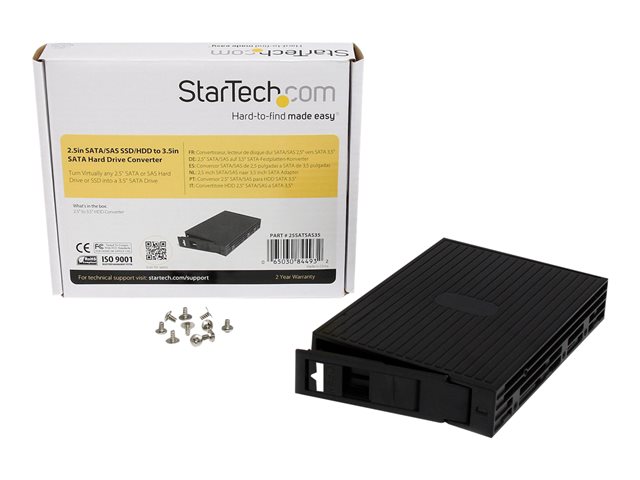StarTech.com 2.5in SATA/SAS SSD/HDD to 3.5in SATA Hard Drive Converter - Storage bay adapter - 3.5\" to 2.5\" - black - 25SATSAS35 - Storage bay adapter - 3.5\" to 2.5\" - black - for P/N: S352BU33HR, SATDOCK5U3ER, SATDUP11IMG, SATERASER4, SATSASDUPE11, SU2DUPERA11