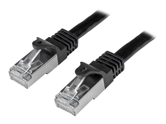 StarTech.com 2m CAT6 Ethernet Cable, 10 Gigabit Shielded Snagless RJ45 100W PoE Patch Cord, CAT 6 10GbE SFTP Network Cable w/Strain Relief, Black, Fluke Tested/Wiring is UL Certified/TIA - Category 6 - 26AWG (N6SPAT2MBK) - Patch cable - RJ-45 (M) to RJ-45 (M) - 2 m - SFTP - CAT 6 - molded, snagless - black