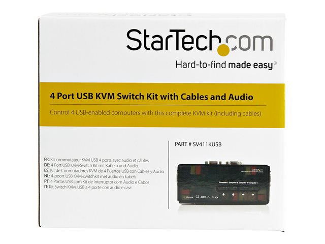 StarTech.com 4 Port Black USB KVM Switch Kit with Cables and Audio - desktop KVM Switch - VGA KVM Switch - USB KVM Switch 4 Port (SV411KUSB) - KVM / audio switch - 4 x KVM / audio - 1 local user - desktop