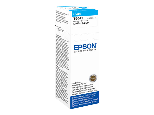 Epson T6642 - 70 ml - cyan - original - ink refill - for EcoTank ET-14000, ET-16500, ET-2500, ET-2550, ET-2600, ET-2650, ET-3600, ET-4500, ET-4550
