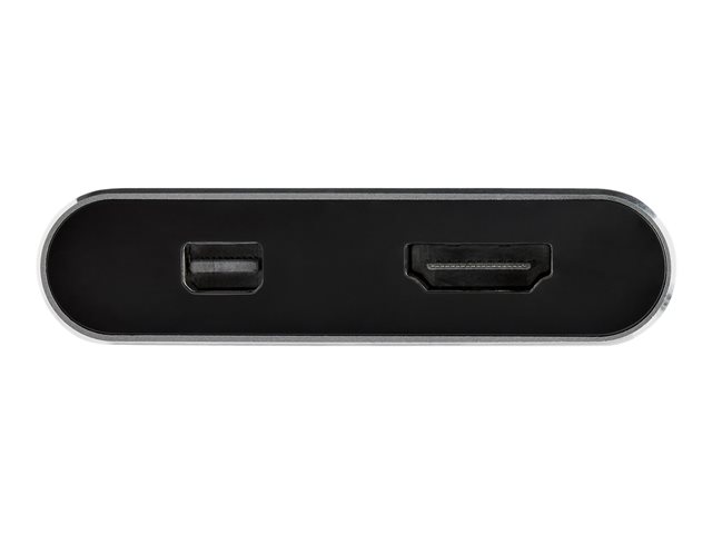 StarTech.com USB C Multiport Video Adapter, 4K 60Hz USB-C to HDMI 2.0 or Mini DisplayPort 1.2 Monitor Adapter, USB Type-C 2-in-1 Display Converter HDMI/MDP HBR2 HDR, Works w/ Thunderbolt 3 - USB-C 2 in 1 Adapter (CDP2HDMDP) - Adapter - 24 pin USB-C male to HDMI, Mini DisplayPort female - 20.5 cm - space grey - 4K support, active