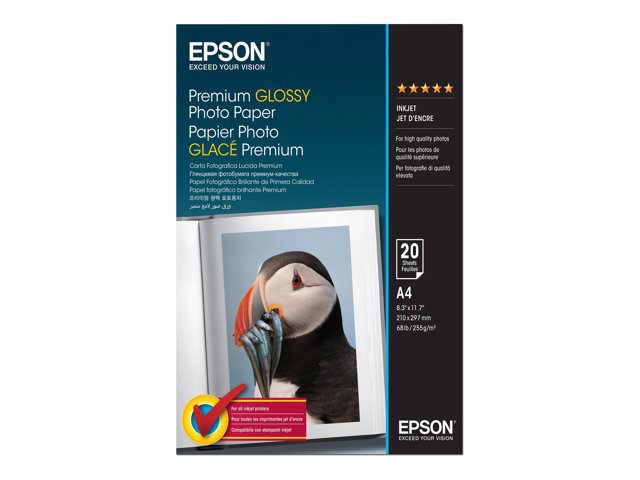 Epson Premium - Glossy - A4 (210 x 297 mm) - 255 g/m² - 20 sheet(s) photo paper - for EcoTank ET-2650, 2750, 2751, 2756, 2850, 2851, 2856, 4750, 4850