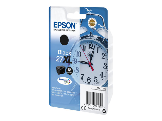 Epson 27XL - 17.7 ml - XL - black - original - ink cartridge - for WorkForce WF-3620, WF-3640, WF-7110, WF-7210, WF-7610, WF-7620, WF-7710, WF-7715, WF-7720