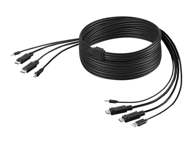 Belkin Secure KVM Combo Cable - Keyboard / mouse / video / audio cable - TAA Compliant - USB, mini jack, DisplayPort (M) to DisplayPort, USB Type B, mini-phone stereo 3.5 mm (M) - 1.83 m