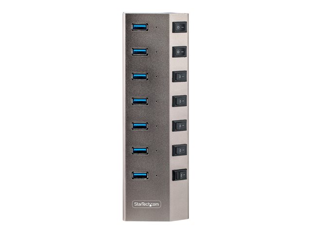 StarTech.com 7-Port Self-Powered USB-C Hub with Individual On/Off Switches, USB 3.0 5Gbps Expansion Hub w/Power Supply, Desktop/Laptop USB-C to USB-A Hub, 7x BC 1.2 (1.5A), USB Type C Hub - USB-C/A Host Cables (5G7AIBS-USB-HUB-EU) - Hub - 7 x USB 3.2