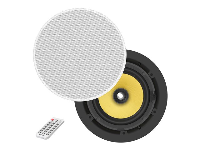 VISION Professional Pair Active 6.5\" Ceiling Speakers - LIFETIME WARRANTY - 2 x 35w (RMS) - switch between modes: standalone pair, or multi-pair system - RS-232 - Bluetooth (renameable, set pin), minijack input - daisy-chain in/out - Remote control -