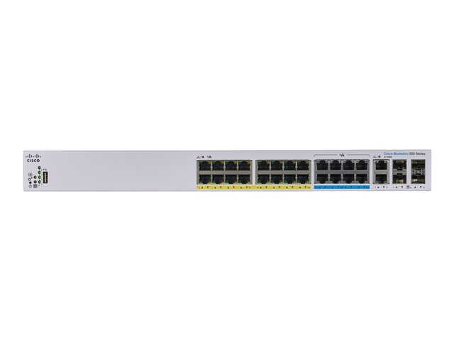 Cisco Business 350 Series CBS350-24NGP-4X - Switch - L3 - Managed - 16 x 10/100/1000 (PoE+) + 8 x 100/1000/2.5G/5G (PoE++) + 2 x combo 10 Gigabit SFP+/RJ-45 + 2 x 10 Gigabit SFP+ - rack-mountable - PoE+ (375 W)