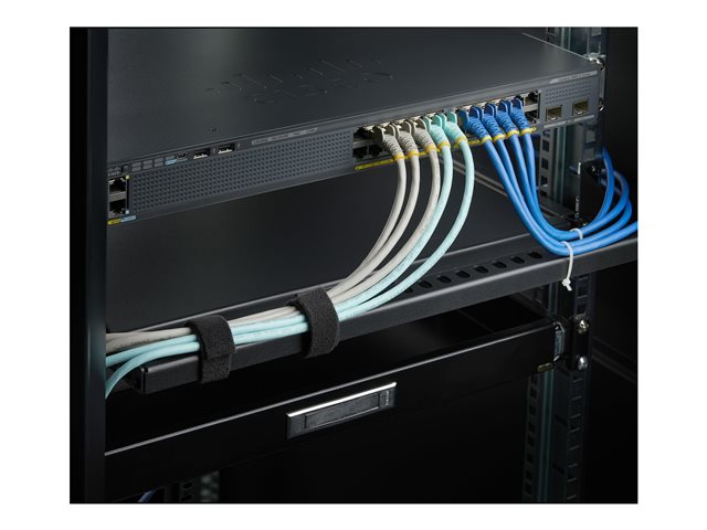 StarTech.com 1U Rack Mountable Cable Lacing Bar w/Adjustable Depth, Cable Support Guide For Organized 19\" Racks/Cabinets, Horizontal Cable Guide For Patch Panels/Switches/PDUs - Rack cable management lacing bar (horizontal) - black - 1U - 19\"