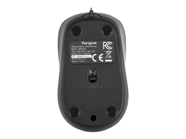 Targus - Mouse - right and left-handed - optical - 3 buttons - wired - USB - black