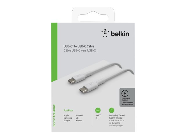 Belkin BoostCharge - USB cable - 24 pin USB-C (M) to 24 pin USB-C (M) - 2 m - white