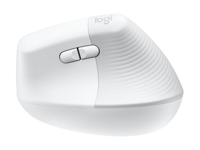 Logitech Lift for Business - Vertical mouse - ergonomic - 6 buttons - wireless - Bluetooth, 2.4 GHz - Logitech Logi Bolt USB receiver - off-white