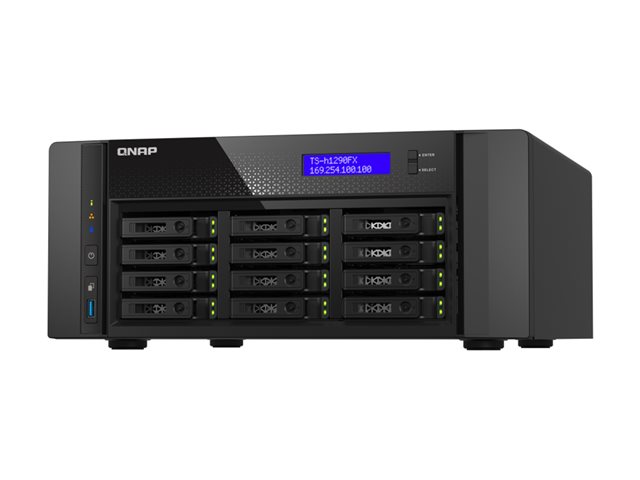 QNAP TS-h1290FX - NAS server - 12 bays - SATA 6Gb/s / PCIe (NVMe) / U.2 - RAM 128 GB - 25 Gigabit Ethernet / 2.5 Gigabit Ethernet - iSCSI support