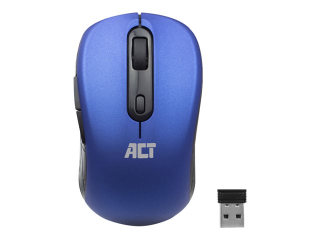 Muis - rechts- en linkshandig - optisch - 4 knoppen - draadloos - 2.4 GHz - USB draadloze ontvanger - blauw - hangdoos