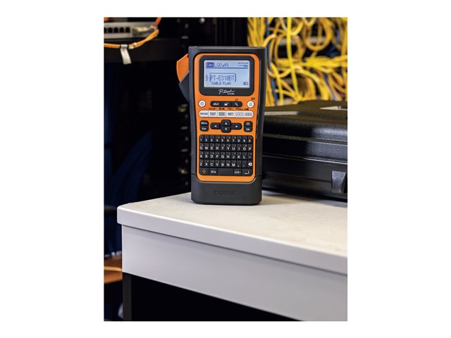 Brother P-Touch PT-E310BTVP - Labelmaker - B/W - thermal transfer - Roll (1.8 cm) - 180 dpi - up to 20 mm/sec - USB 3.0, Bluetooth 5.0 - cutter - mirror print, print preview - orange, black