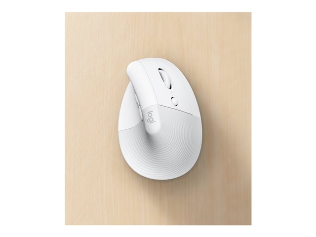 Logitech Lift for Business - Vertical mouse - ergonomic - 6 buttons - wireless - Bluetooth, 2.4 GHz - Logitech Logi Bolt USB receiver - off-white