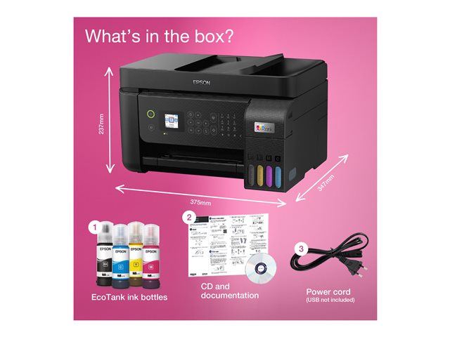Epson EcoTank ET-4800 - Multifunction printer - colour - ink-jet - refillable - A4 (media) - up to 10 ppm (printing) - 100 sheets - 33.6 Kbps - USB, LAN, Wi-Fi - black