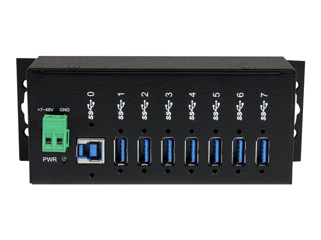 StarTech.com 7-Port USB 3.0 Hub - Metal Industrial USB-A Hub with ESD Protection & 350W Surge Protection - Din Rail, Wall or Desk Mountable - TAA Compliant USB Expander Hub (ST7300USBME) - Hub - 7 x SuperSpeed USB 3.0 - DIN rail mountable, wall-mountable - DC power - for P/N: ITB20D3250, USB312SAT3CB, USB315CB2M, USBLT1MWS, USBLT2MBR, USBLTM1MBK, USBLTM1MWH