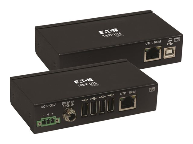 Tripp Lite USB over Cat6 Extender 4-Port Industrial, ESD Protection, PoC - USB 2.0, Mountable, 330 ft., TAA - USB extender - USB, USB 2.0 - over CAT 6 - up to 100 m - TAA Compliant