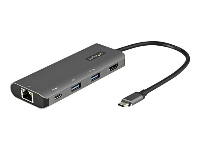 StarTech.com USB C Multiport Adapter, 10Gbps USB Type-C Mini Dock with 4K 30Hz HDMI, 100W Power Delivery Passthrough, 3-Port USB Hub, GbE, Portable USB 3.1/3.2 Gen 2 Laptop Dock, 10\" Cable - Portable Travel Dock - Docking station - USB-C 3.2 Gen 2 / Thunderbolt 3 - HDMI - 1GbE - for P/N: PEXUSB321C