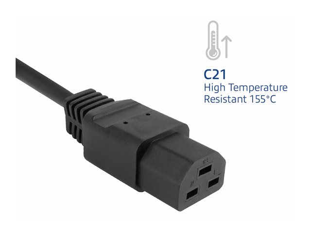 POWERCORD C14 - C21 BK 2.00M. 1 stk