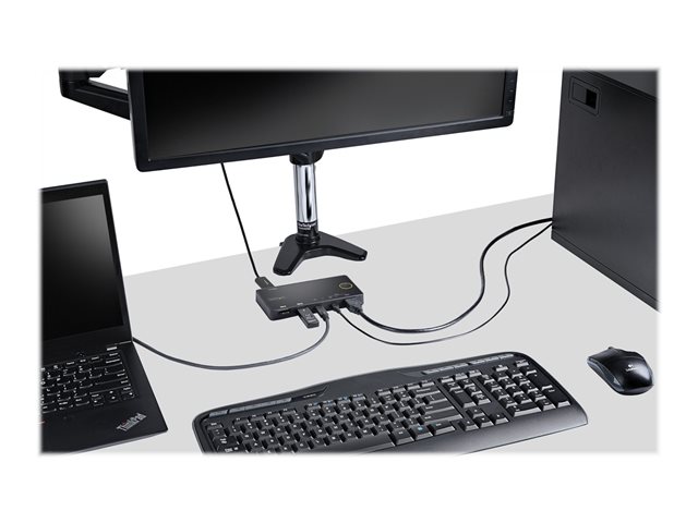 StarTech.com 2 Port Hybrid USB-A + HDMI & USB-C KVM Switch, Single 4K 60Hz HDMI 2.0 Monitor, Compact Desktop and/or Laptop HDMI KVM Switch, USB Bus Powered, Thunderbolt 3 Compatible - 2 Port HDMI KVM Switch (SV221HUC4K) - KVM / audio switch - 2 x KVM