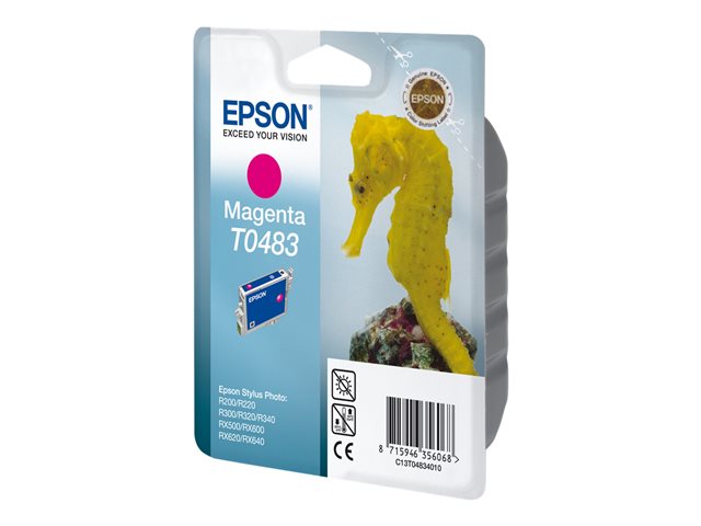 Epson T0483 - Magenta - original - blister with RF/acoustic alarm - ink cartridge - for Stylus DX3800, Stylus Photo R200, R220, R300, R320, R340, RX500, RX600, RX620, RX640