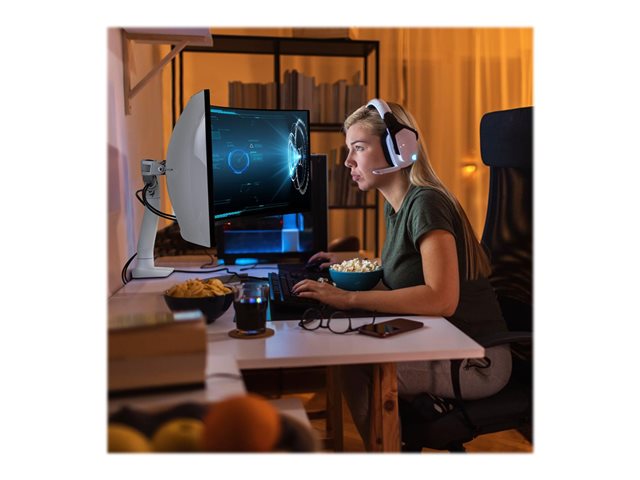 Ergotron HX - Mounting kit (articulating arm, desk clamp mount, extender arm, grommet mount, HD pivot) - Constant Force Technology - for LCD display/ curved LCD display - white - screen size: up to 49\"