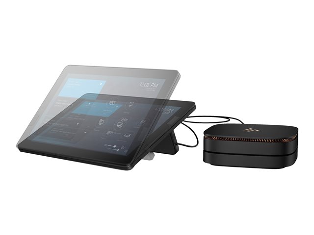 HP Elite Slice G2 Audio Ready with Microsoft Teams Rooms - USFF - Core i5 7500T / 2.7 GHz - vPro - RAM 8 GB - SSD 128 GB - NVMe, TLC - HD Graphics 630 - GigE - WLAN: 802.11a/b/g/n/ac, Bluetooth 4.2 - Win 10 IoT Enterprise 64-bit - monitor: LCD 12.3\" 1920 x 1280 (Full HD) touchscreen (HP Center of Room Control) - black sparkle