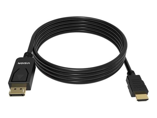 VISION Professional installation-grade DisplayPort to HDMI cable - LIFETIME WARRANTY - 4K 60Hz - DP version 1.3 - gold connectors - HDMI 2.0 supports hotplug - DP (M) to HDMI (M) - outer diameter 6.0 mm - 30 AWG - 2 m - black