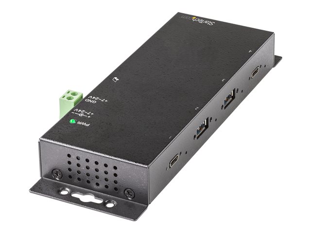 StarTech.com 4 Port USB C Hub 10Gbps, Metal Industrial USB-C Hub, 2x USB-C & 2x USB-A, ESD Surge Protection, USB-C or USB-A Host, Self-Powered, Mountable USB 3.1 Gen 2 Type-C Hub - Commercial/Rugged USB Hub - Hub - 2 x USB 3.2 Gen 2 + 2 x USB-C 3.2 Gen 2 - desktop