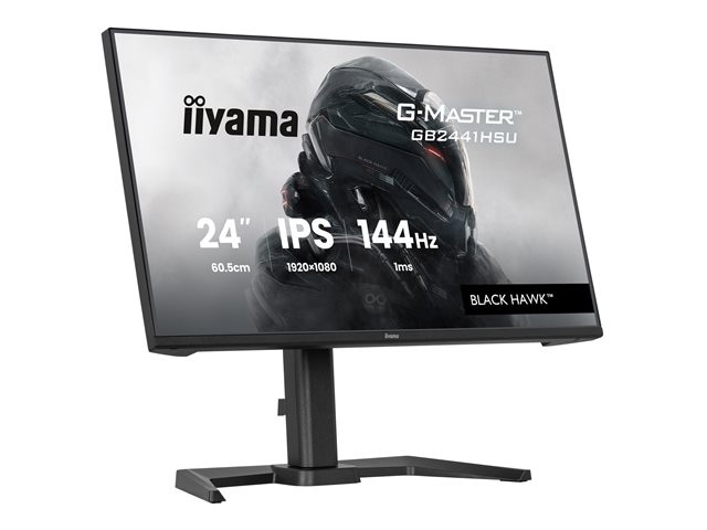 24\"WIDE LCD, G-Master Black Hawk, 1920 x 1080, 144 Hz IPS panel, LED Bl., Freesync,  USB-Hub(2xOut v2.0), Pivot, Height Adjust.(15cm),  350 cd/m², 1500:1 Static Contrast, 80.000.000:1 ACR, Speakers, DisplayPort, HDMI, 1ms(MPRT), Black Tuner (23,8\"VIS