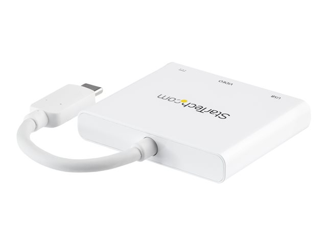StarTech.com USB-C to HDMI Adapter - White - 4K 30Hz - Thunderbolt 3 Compatible - with Power Delivery (USB PD) - USB C Dongle (CDP2HDUACPW) - Adapter - 24 pin USB-C male to HDMI, USB Type A, 24 pin USB-C female - 60 mm - white - 4K support, USB Power Delivery (60W)