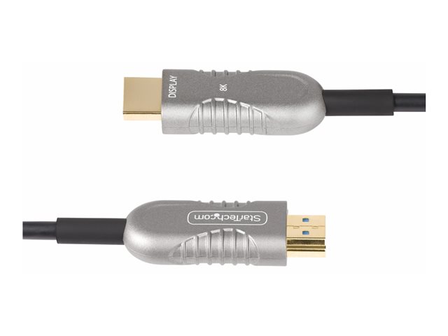 StarTech.com 100ft (30.4m) HDMI 2.1 Hybrid Active Optical Cable (AOC), CMP, Plenum Rated, 8K Ultra High Speed HDMI Fiber Optic Cable, 48Gbps, 8K 60Hz/4K 120Hz, HDR10+/FRL/TMDS/eARC - CMP In Wall HDMI 2.1/2.0 Cord (8K-A-100F-HDMI-CABLE) - Ultra High Speed - HDMI cable - HDMI male to HDMI male - 30.4 m - hybrid copper/fibre optic - black - 4K120Hz support, 4K60Hz support, 8K60Hz support, Active Optical Cable (AOC)