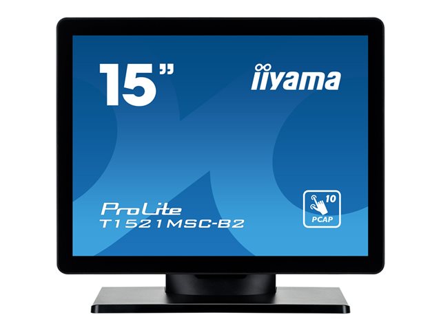 iiyama ProLite T1521MSC-B2 - LED monitor - 15\" - touchscreen - 1024 x 768 - TN - 370 cd/m² - 800:1 - 8 ms - HDMI, VGA - speakers - matte black
