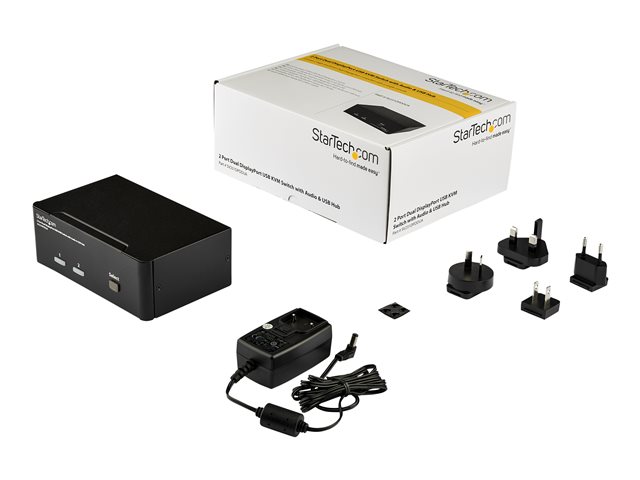 StarTech.com Dual Monitor DisplayPort KVM Switch - 2 Port - USB 2.0 Hub - Audio and Microphone - DP KVM Switch (SV231DPDDUA) - KVM / audio switch - 2 x KVM / audio - 1 local user - desktop - for P/N: IM12D1500P, SVA12M2NEUA, SVA12M5NA