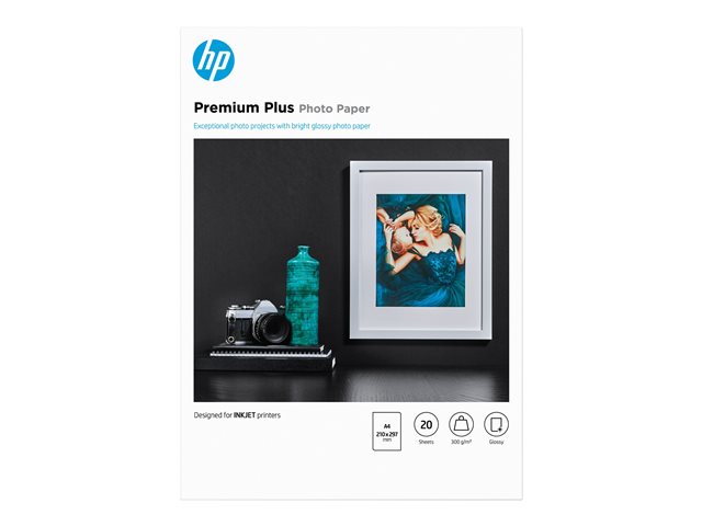 HP Premium Plus Photo Paper - Glossy - A4 (210 x 297 mm) - 300 g/m² - 20 sheet(s) photo paper - for Officejet 52XX, 6000, 6000 E609, 68XX, 7000 E809, 80XX, Photosmart B110, Wireless B110